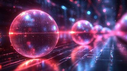 Fototapeta premium Neon Sphere in a Futuristic Setting