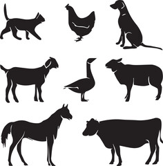 Wildlife animals vector set in natural habitat lion, tiger, elephant, zebra, giraffe, deer, bear, wolf, fox, monkey, leopard, eagle, owl, rhino, nature, safari, jungle, forest, exotic vector design