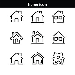 Collection home icons. House symbol. Set of real  Home Line Icons. Editable Stroke. Pixel Perfect. For Mobile and Web. Contains such icons as Home, House, Real Estate, Family, Real Estate Web home fla