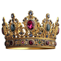 [Transparent Background PNG]Ornate Gold Crown with Gemstones