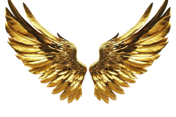 [Transparent Background PNG]Golden Angel Wings Illustration