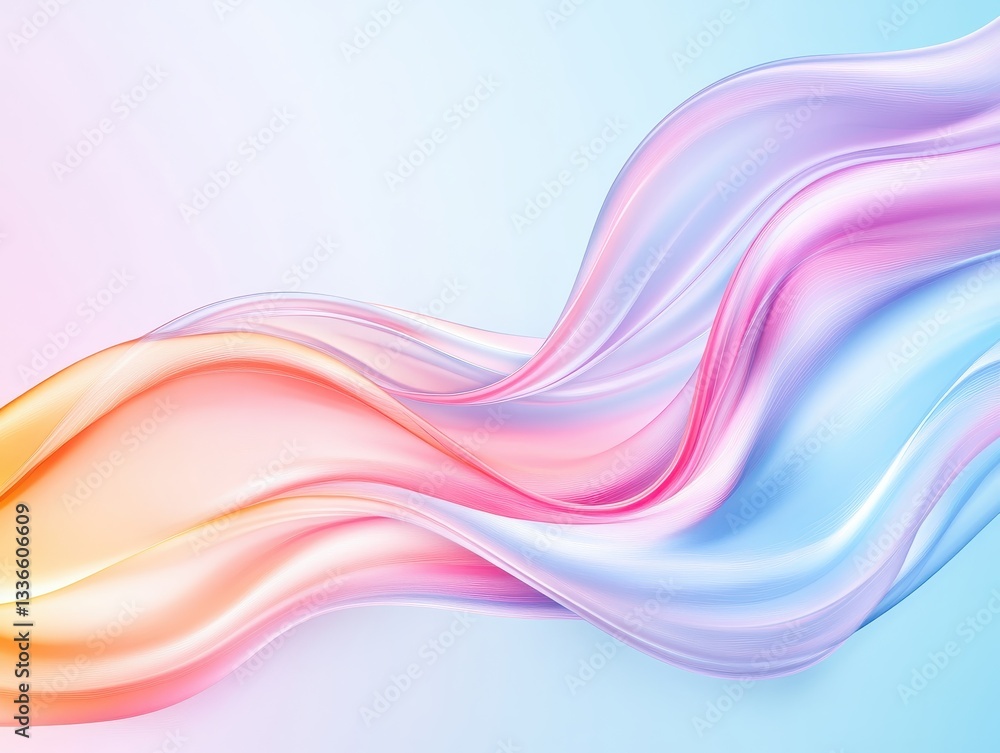 Poster colorful flowing waves in soft pastel hues create a serene and dynamic background