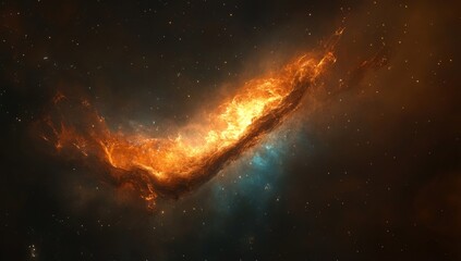 Fototapeta premium Fiery nebula in deep space