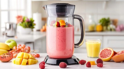 Delicious Smoothie Recipe: Blend of Fresh Fruits in a Modern Blender