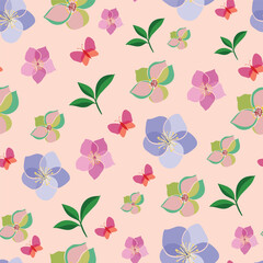 Hellebore flowers vector design seamless pattern illustration