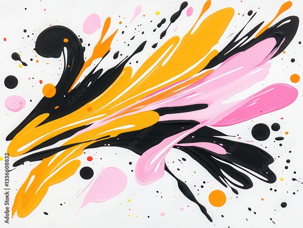 Poster abstract colorful paint splash with dynamic movement on a white background