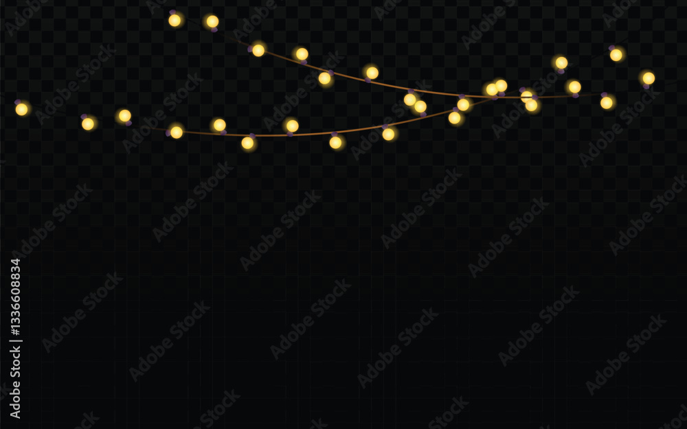 Poster string lights vector art, a globally recognized symbol of festivity. clean vector lines create reali