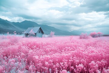 Pink flower field