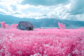 Pink flower field