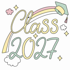 Hand-Drawn Calligraphy Class of 2027 Vector