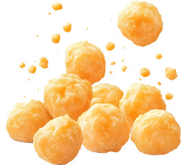 Cheese Puffs with Airy Texture and Cheese Dust on White Background