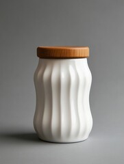 Elegant White Ceramic Jar with Bamboo Lid for Kitchen Storage