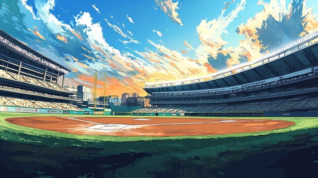Baseball stadium arena vector illustration. Sport theme design.