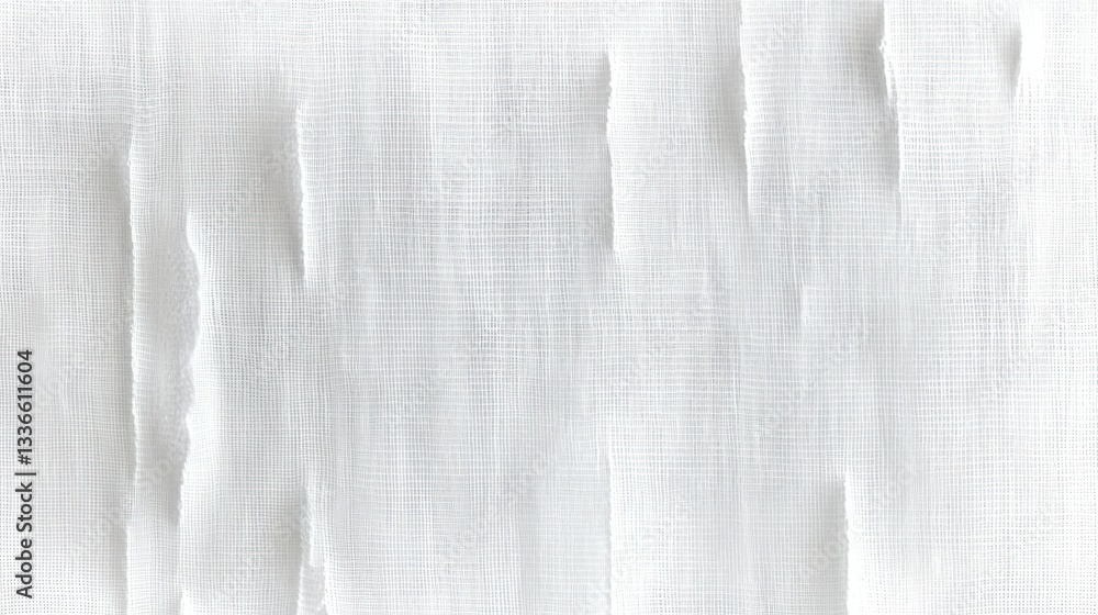 Poster a textured, white fabric background with subtle patterns, creating a serene and minimalist aesthetic