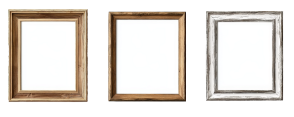 [Transparent Background PNG]Vintage Wooden Picture Frames Collection