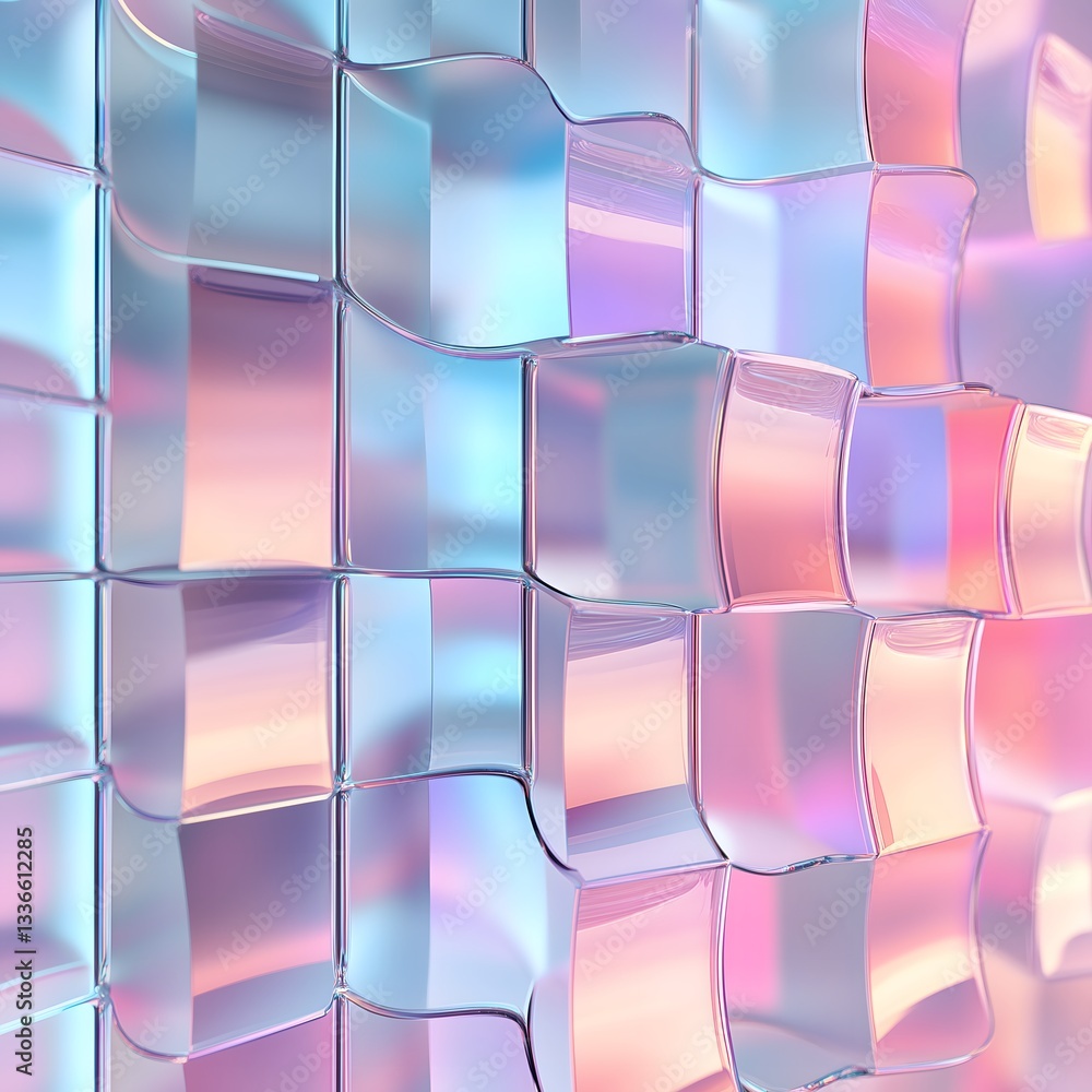 Aufkleber 3d abstract wave formation made of stacked and rotating square