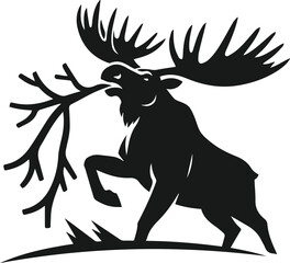 moose snapping a branch with its antlers vector