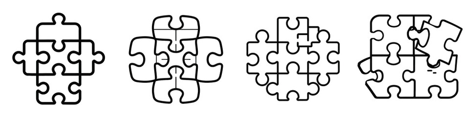 Obraz premium Abstract puzzle pieces design isolated on white or transparent png