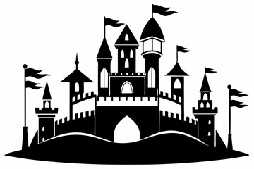 Obraz premium silhouette of a castle with tower and flags