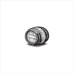Wooden barrel hand drawn illustration artwork