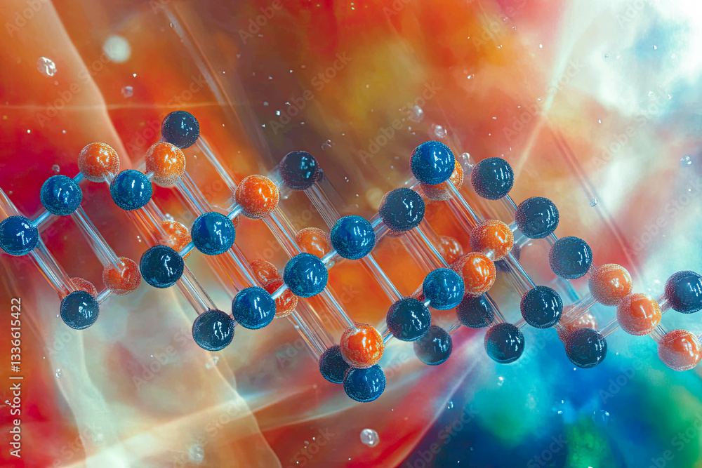 Poster Discover the vibrant world of molecular structures and genetic patterns in abstract art