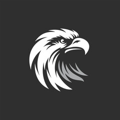 Powerful Eagle Head  logo Silhouette in Striking Monochrome Design