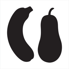 Black and white zucchini silhouette on a white background
