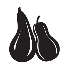 Black and white zucchini silhouette on a white background
