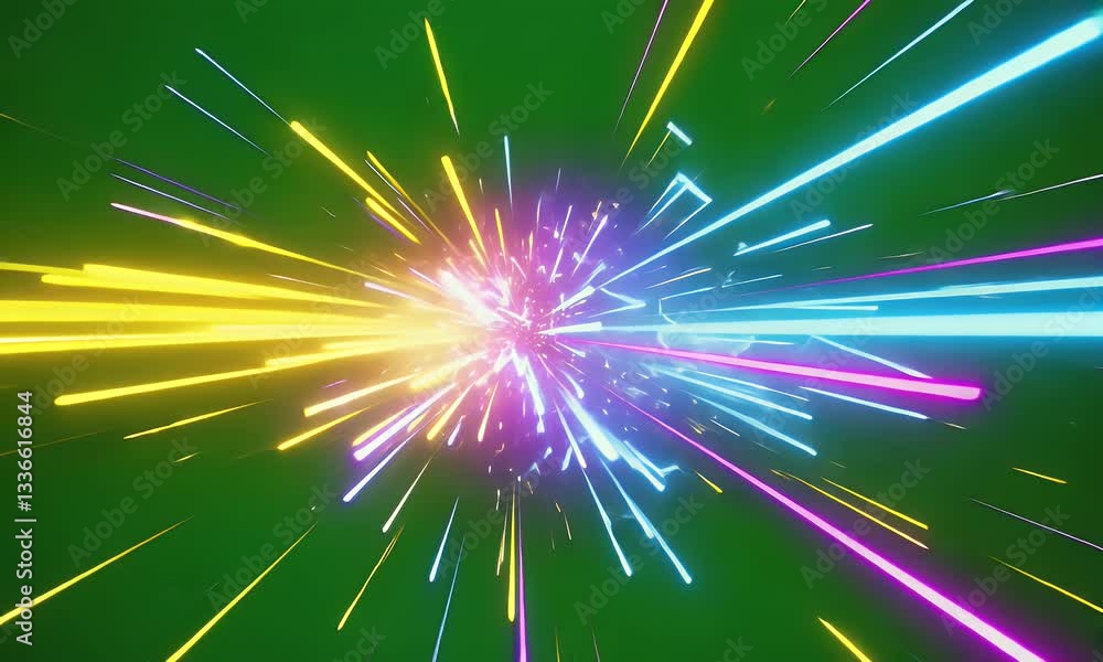 Poster expertly animated green screen explosion featuring neon energy shockwaves and floating sparks captur