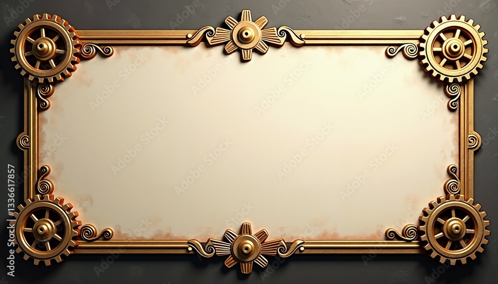 Poster steampunk frame with gears and copy space for text