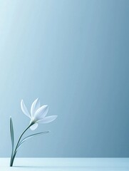 Naklejka premium Digital illustration of a single white flower with long, thin leaves. the flower is in the center of the image and is facing towards the right side of the frame.
