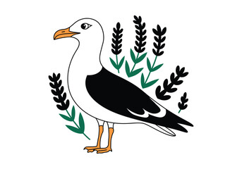 Seagull Lavender Art: Peaceful Bird Design for Coastal Themes