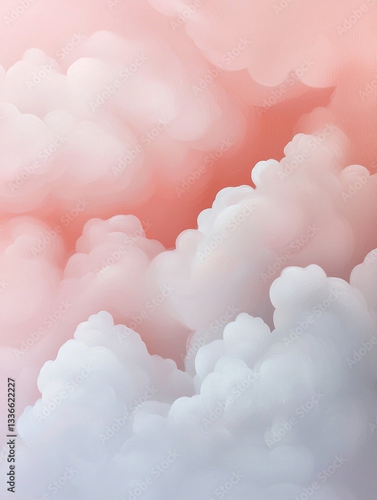 Poster abstract digital illustration of a group of white clouds. the clouds are arranged in a way that they