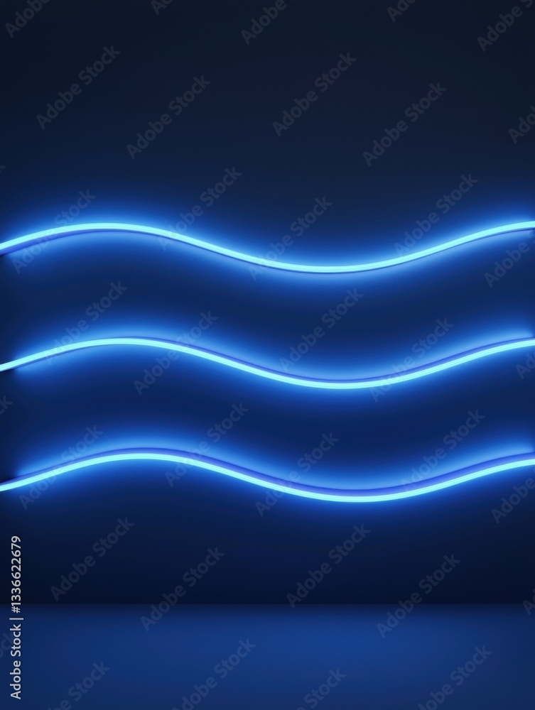 Poster abstract background with a dark blue color. in the center of the image, there are three curved lines