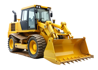yellow bulldozer clipart image on transparent background