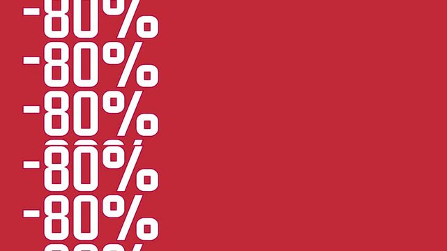 Red background with bold white "-80%" text aligned to the left, emphasizing a sale or discount event. Perfect for promotions and marketing.