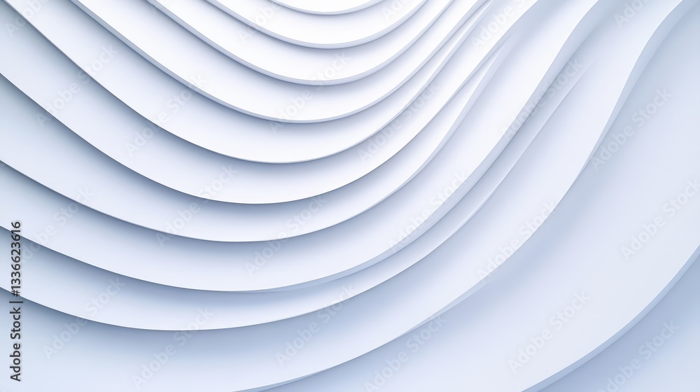 Poster an abstract, minimalist design featuring smooth, flowing white curves that create a sense of depth a