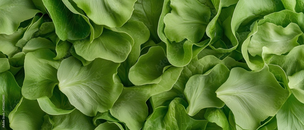 Poster close-up of a group of large, green leaves. the leaves are arranged in a random pattern, with some o