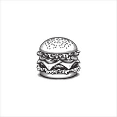 burger vintage style hand drawn artwork
