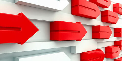 Red and White Arrows in Formation