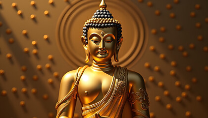 Obraz premium Golden Buddha statue with intricate details and elegant background