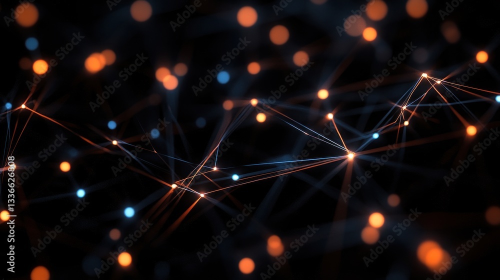 Poster abstract visualization of interconnected glowing nodes and lines