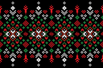 seamless pattern with hearts. Geometric ethnic oriental seamless pattern traditional Design for background, carpet, wallpaper, clothing, wrapping, batik, fabric, Vector, illustration, embroidery style