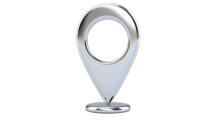 Silver location pin icon on transparent background representing gps and navigation