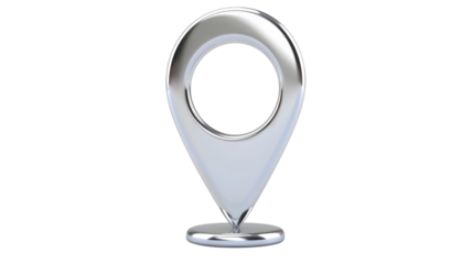 Silver location pin icon on transparent background representing gps and navigation