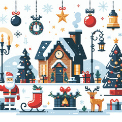 christmas, background, illustration, card, decoration, xmas, winter, greeting, design, holiday, celebration, white, vector, happy, art, banner, merry, graphic, abstract, tree, year, season, red, new, 