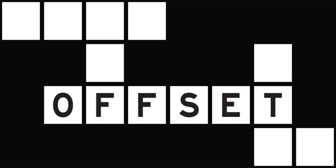 Alphabet letter in word offset on crossword puzzle background