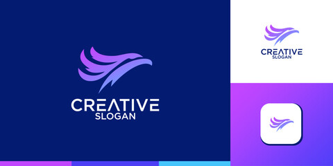 Elegant eagle bird circle logo icon template
