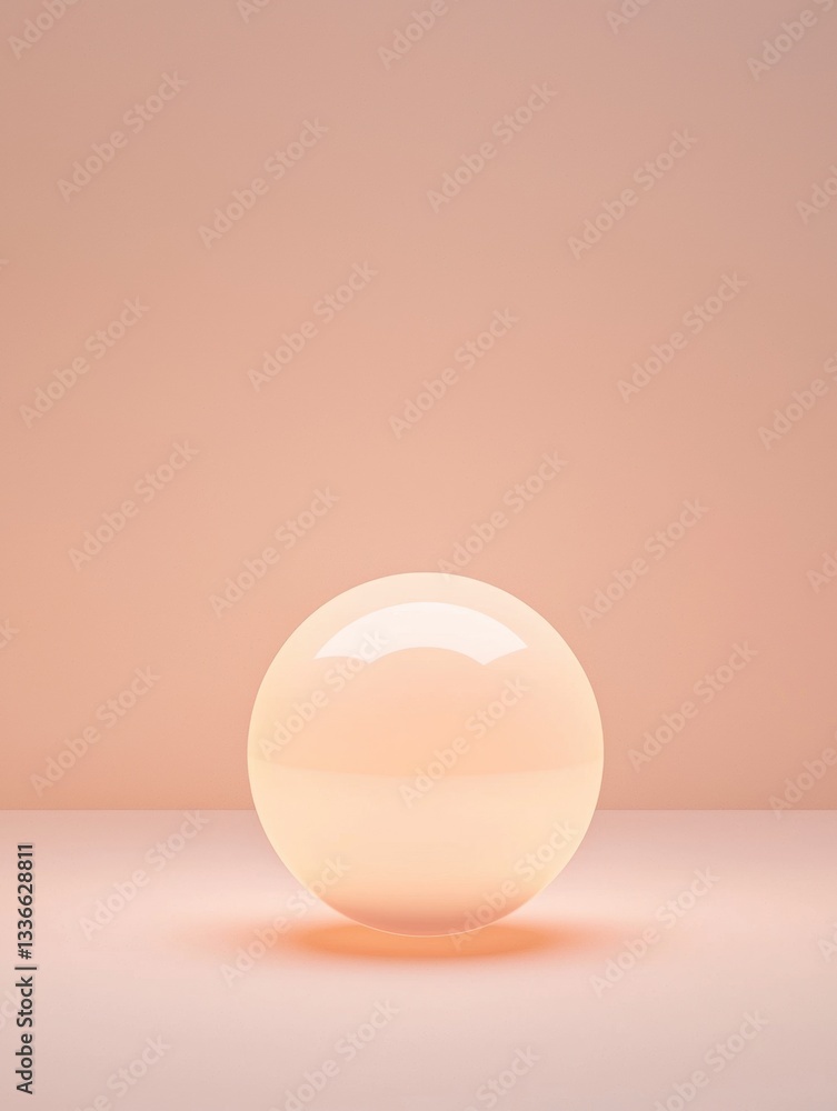 Poster 3d rendering of a spherical object on a plain pink background. the object appears to be made of a li
