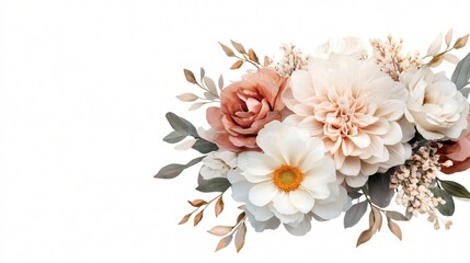 Colorful floral arrangement, vibrant mix of roses and daisies with greenery, ideal for celebrations and invitations.